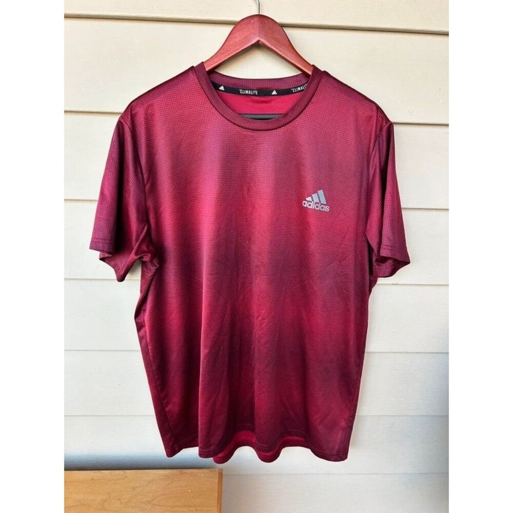 Adidas Men’s Size XL Climalite Short Sleeve Athletic Running Shirt Burgundy
